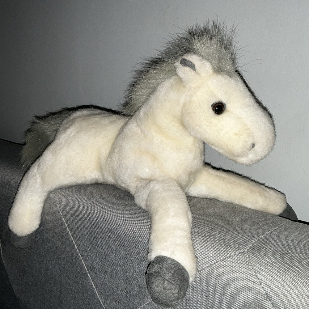 2006 BREYER Plush Cream Plush Horse with Gray Mane Laying Down  Stuffed Toy